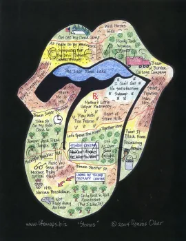Music LifeMap in the iconic shape of The Rolling Stones rock band image