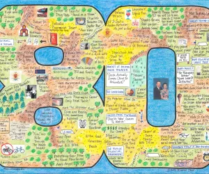 Birthday LifeMap in the shape of the number 80