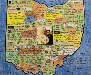 Ohio State Map with image of couple in the middle of a Wedding LifeMap